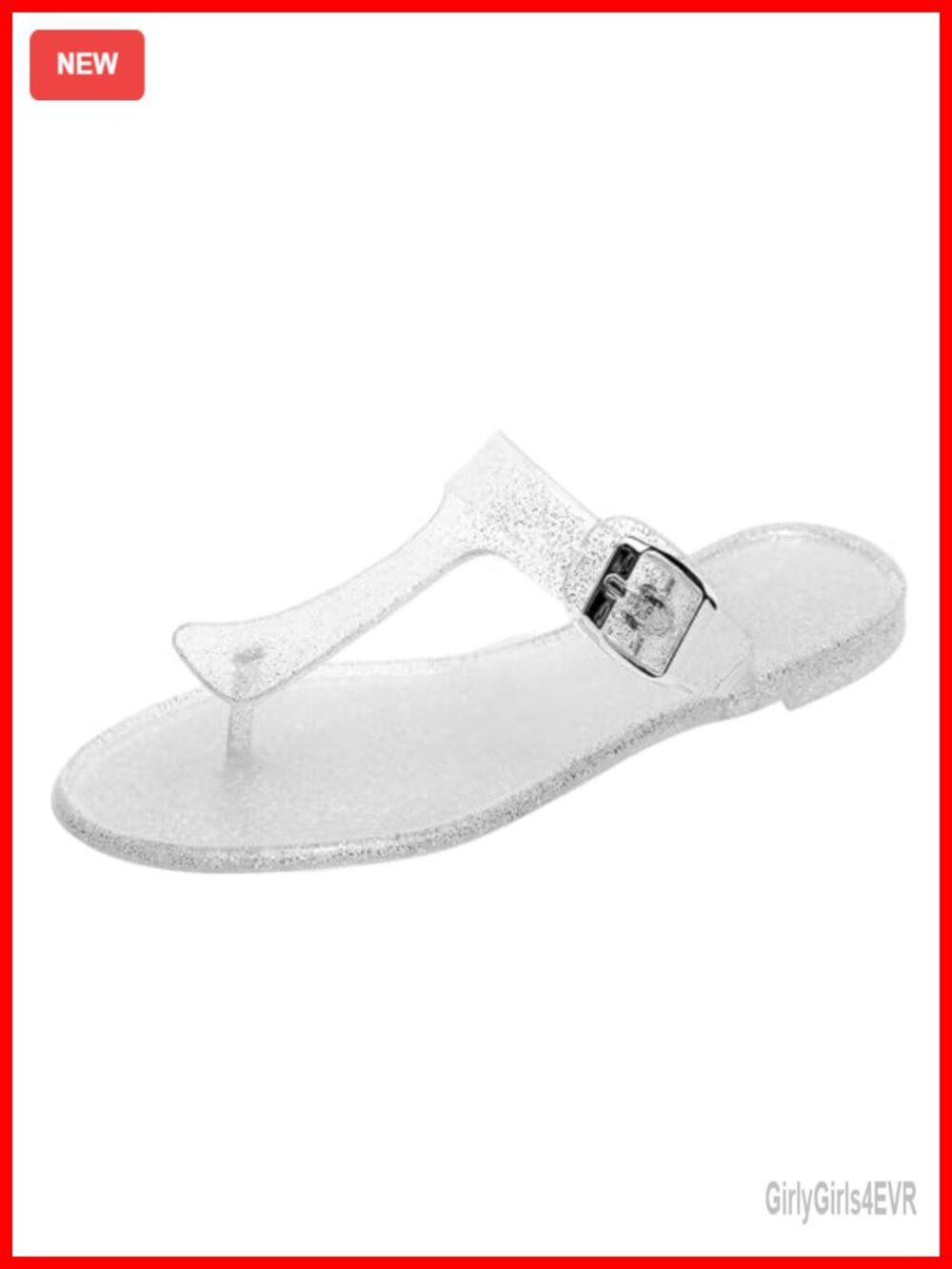 Women's Clear Jelly Sandals Flip Flops T-Strap Waterproof Beach Pool Shoes Size